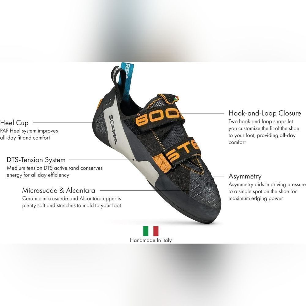 (S-AB137) SCARPA Booster Vegan Rock Climbing Shoes Sz 7 Women's- 6 Men's